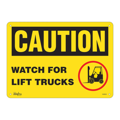 Watch For Lift Trucks Sign - 14" x 10" - Aluminum - English