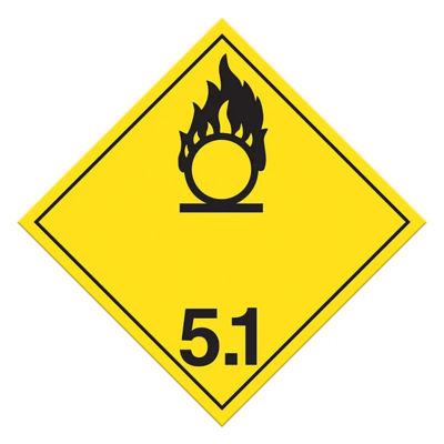 Oxidizing Substances Placard - 10-3/4" x 10-3/4" - Tagboard - Class 5.1