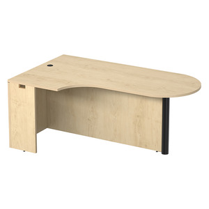 PL133L CORNER EXT. BULLET DESK w/POST - LEFT- Maple & Black