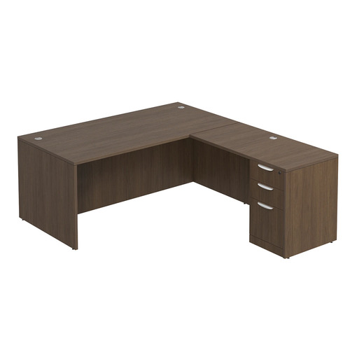 Classic L-Shape Desk 77" x 71" with Box/Box/File Pedestal - Modern Walnut