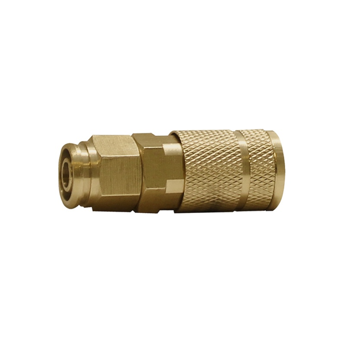 Automotive 6-Ball Brass Coupler (1/4" Body, 3/8" Reusable Push On Barb) Bulk Packed
