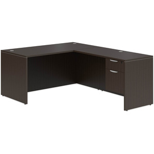 CLALD1037- Classic L-Shape Desk 66" W x 30" D with 47" Return and Box/File Pedestal- Espresso