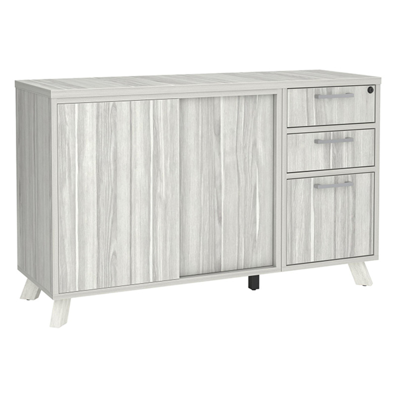PL245 - FLEX CREDENZA W/PEDESTAL AND CABINET - Silver Birch