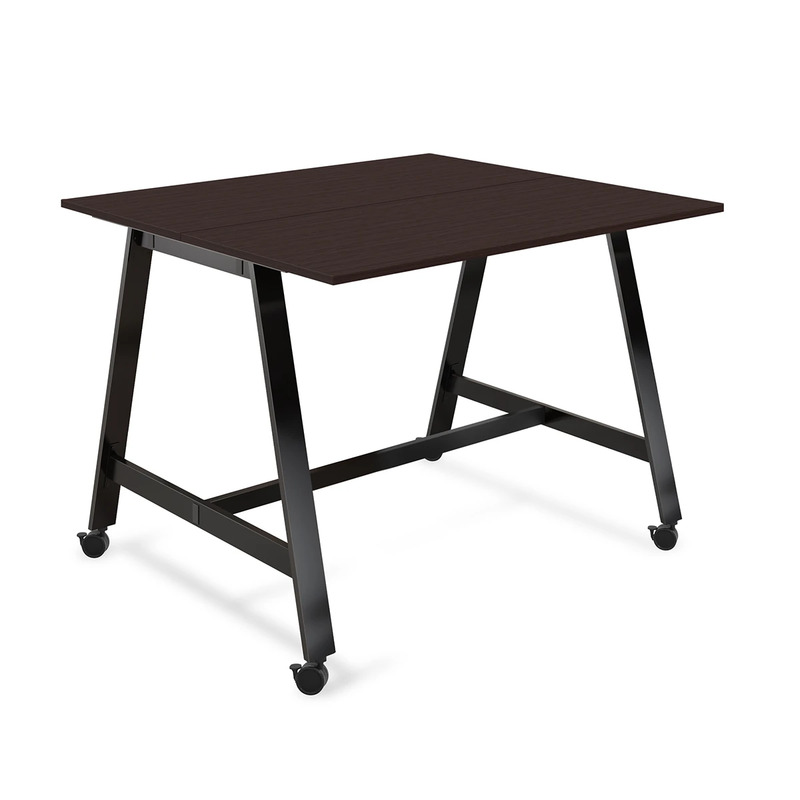 Signature Bistro Benching Table 48" x 60" - Espresso with Black Legs
