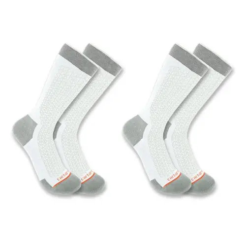 CARHARTT 8012 - Men's Lightweight Durable Crew Sock 2 Pack - White