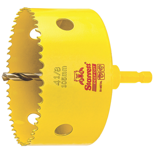 STARRETT ADCH0418 4-1/8'' (105mm) NVP Deep Cut Bi-Metal Hole Saw with Arbor