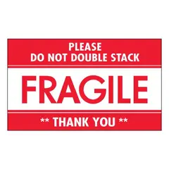 3 X 5" "FRAGILE-DO NOT DOUBLE STACK" RED/WHITE LABELS, 500/RL  DL2159