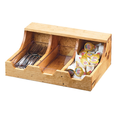 Cal-Mil 3613-3-99 13-3/4"W x 10"D x 5-1/4"H Madera Condiment Organizer