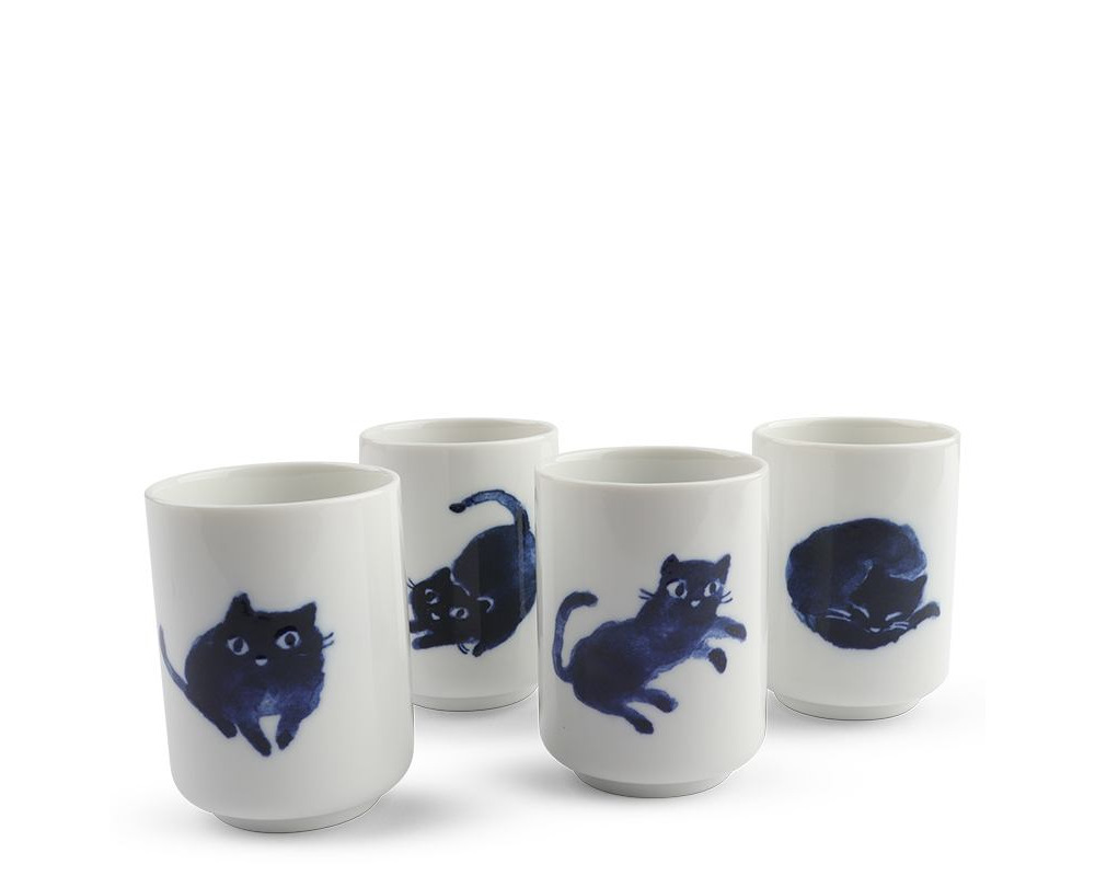 Midnight Blue Cat Cup Set