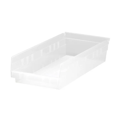 Shelf Bin - Plastic - 8-3/8" x 17-7/8" x 4" - 40 lb Capacity - Clear