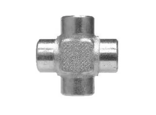 Female Pipe Cross, 1/2-in Female NPTF x 1/2-in Female NPTF x 1/2-in Female NPTF x 1/2-in Female NPTF, Steel