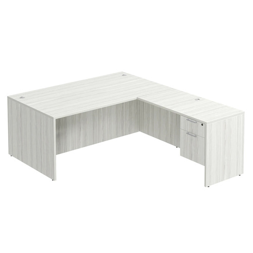 Classic L-Shape Desk 83" X 71" with Box/File Pedestal - Silver Birch