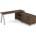 Signature L-Shape Desk 71" x 72" - Modern Walnut with Silver Legs