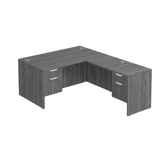 Classic L-Shape Desk 77" x 60" with 2 Box/File Pedestals - Newport Grey