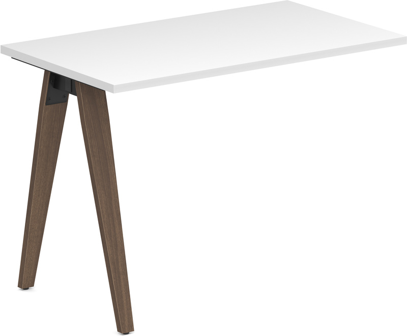 Signature Desk Return 24" x 42" - White with Modern Walnut Legs and Black Hardware
