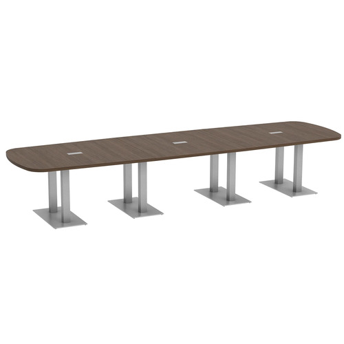 Arena Conference Table 14 Ft with Palmer Brushed Double Base - Modern Walnut
