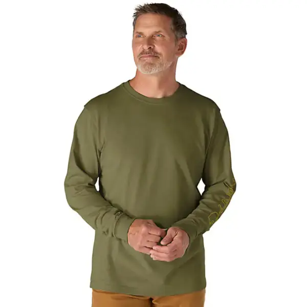 30% OFF - CARHARTT K231 - Long Sleeve Graphic T-Shirt - Dark Bronzed Green Heather