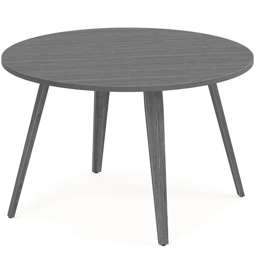 Signature Round Meeting Table 48" - Newport Grey with Wood Legs