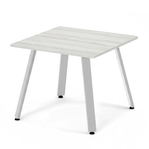 Signature Square Meeting Table 36" - Silver Birch with Silver Metal Legs