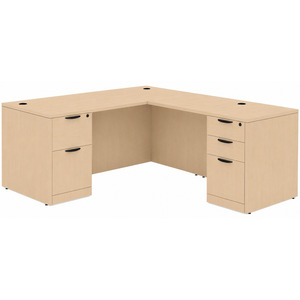 CLALD2036- Classic L-Shape Desk 60" W x 30" D with 42" Return and 2 Full Pedestals- Maple