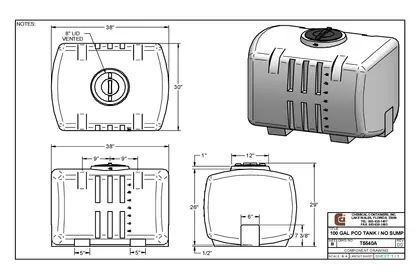 100 Gallon Pest Control Tank - 38" L x 30" W x 29" H