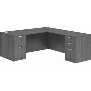 CLALD2044- Classic L-Shape Desk 71" W x 30" D with 42" Return and 2 Full Pedestals- Coastal Gray