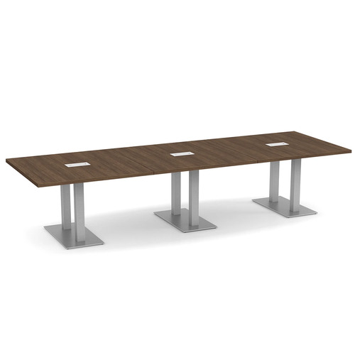 Classic Conference Table 12 Ft with Palmer Brushed Double Base - Modern Walnut