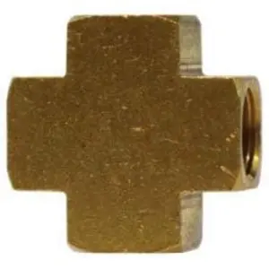 Pipe Cross, 3/4-in FNPTF x 3/4-in FNPTF x 3/4-in FNPTF x 3/4-in FNPTF, Brass