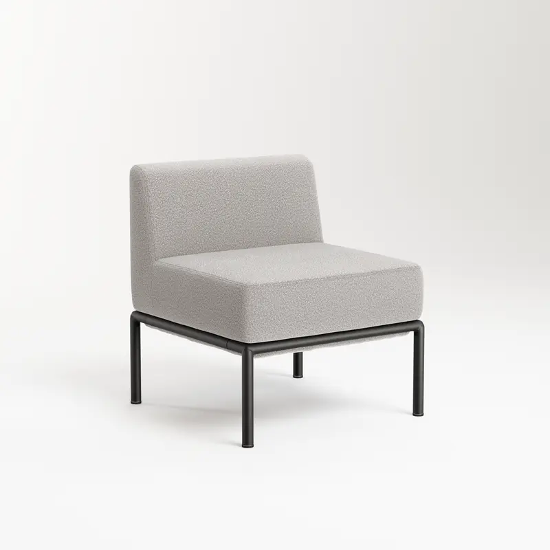 ARMLESS LOUNGE BEIGE FABRIC/BLACK FRAME