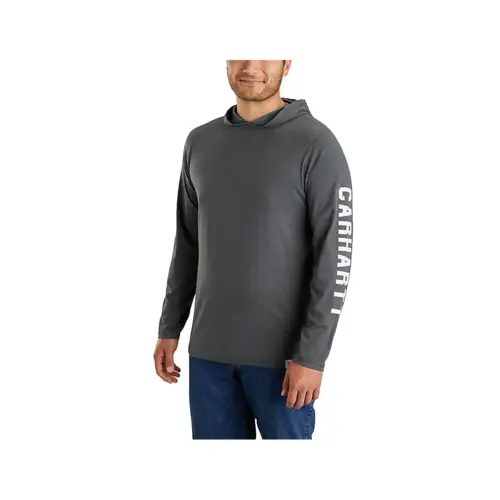 CARHARTT 106654 - Carhartt Force® Relaxed Fit Long-Sleeve Logo Graphic Hooded T-Shirt - Carbon Heather