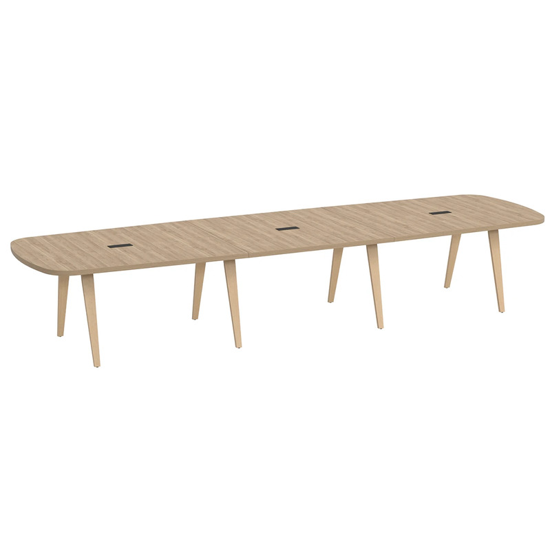Signature Arena Conference Table 14 Foot - Aspen with Natural Oak Wood Legs