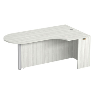 PL133R CORNER EXT. BULLET DESK w/POST - RIGHT- Silver Birch & Silver