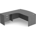 Classic L-Shape Bowfront Workstation 83" x 71" with Left Hand Return and Box/File Pedestal - Newport Grey