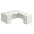 Classic L-Shape Desk 78" x 71" with 2 Full Pedestals - Silver Birch