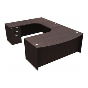 CLAUD1009L- Left-Handed Classic U-Shape Bowfront Executive Workstation 71" W x 108" D with Box/Box/File Pedestal- Espresso