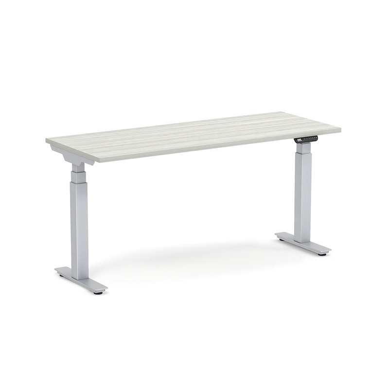 Enhance Electric Height-Adjustable Desk 24" X 60" - Silver Birch with Silver Base
