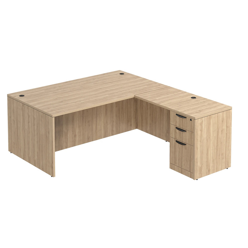 Classic L-Shape Desk 78" x 71" with Box/Box/File Pedestal - Aspen