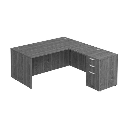 Classic L-Shape Desk 72" x 66" with Box/Box/File Pedestal - Newport Grey
