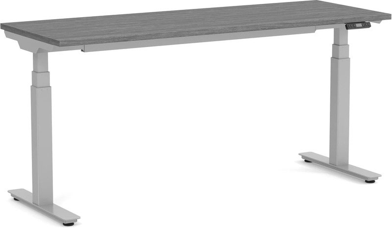Enhance Electric Height-Adjustable Desk 24" X 72" - Newport Grey with Silver Base