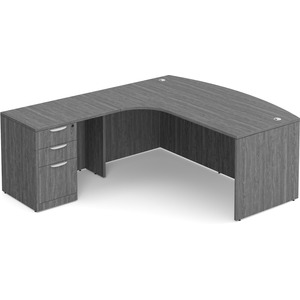 CLALD1008L- Left-Handed Bowfront L-Desk 71" W x 36" D with 47" Return and Box/Box/File Pedestal- Newport Gray