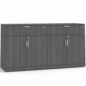 CLAST1023N, Lateral Storage Credenza with Double Buffet Drawers - Coastal Gray