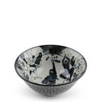 Bowl Ninja & Stars Black Black & White 6"