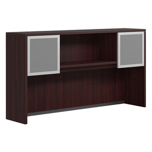 CLAHU2002- Hutch with 2 Silver Frame Glass Doors- Mahogany/Silver Glass