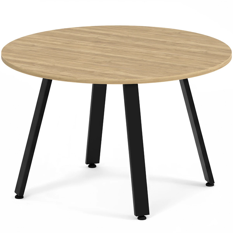 Signature Round Meeting Table 48" - Aspen with Black Metal Legs