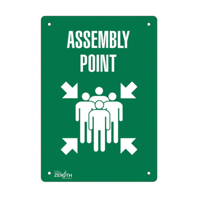 Assembly Point Sign - 10" x 14" - Plastic - English