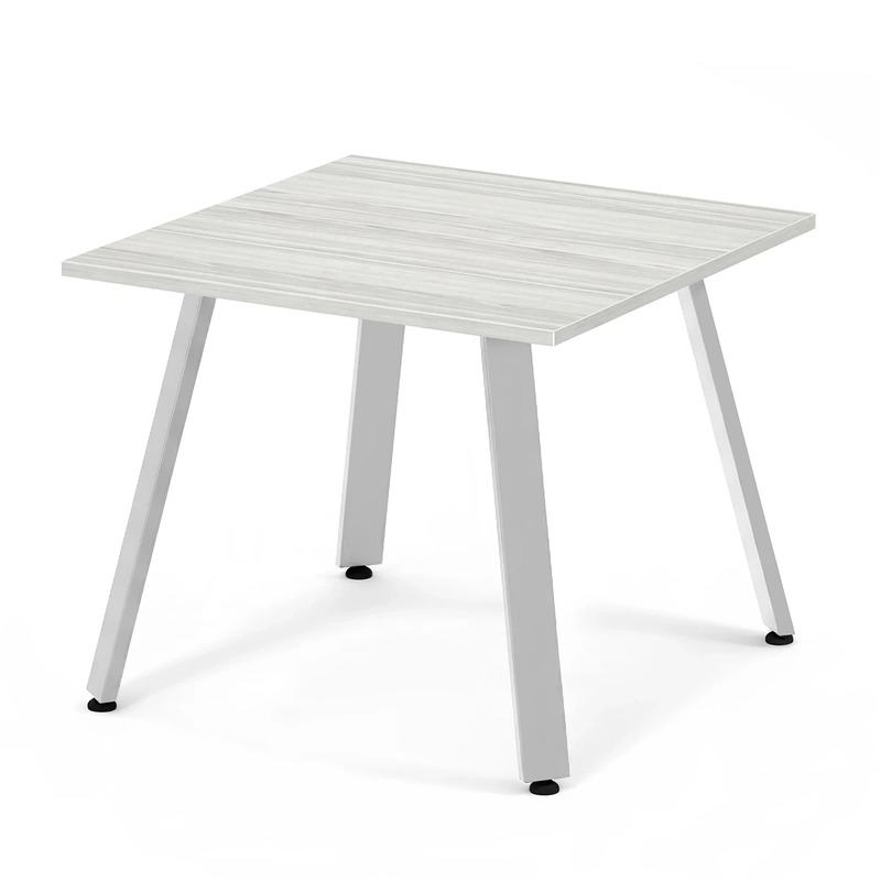 Signature Square Meeting Table 36" - Silver Birch with Silver Metal Legs