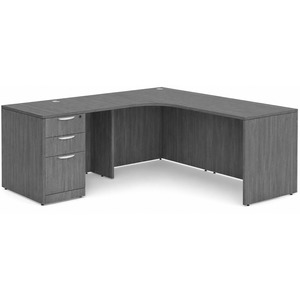 CLALD1005L- Left-Handed Classic L-Shape Workstation 66" W x 24" D with 42" Return and Box/Box/File Pedestal- Coastsal Gray