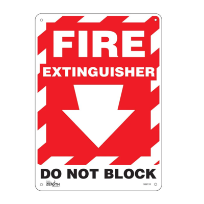 Fire Extinguisher Do Not Block Sign - 10" x 14" - Plastic - English