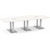 10' Classic Boat Shape Conference Table with Palmer Base - White Top, Silver Brushed Base