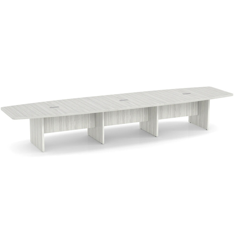 Classic Boat-Shape Conference Table 16 Ft - Silver Birch